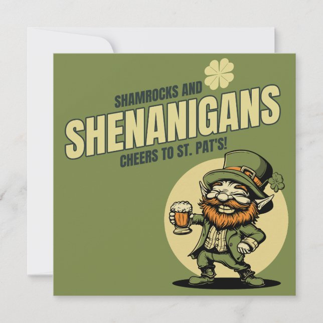 Shamrocks and Shenanigans St. Patrick's Day Holiday Card (Front)