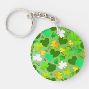 Shamrocks and St. Patrick's Day Hearts Keychain