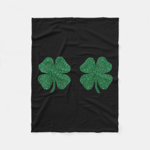 Shamrocks Breast Irish St Patricks Day Clover Girl Fleece Blanket