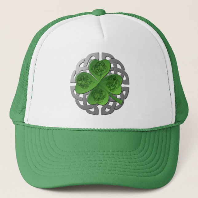 Shamrocks - Celtic Knot - 4 Evangelists Trucker Hat (Front)