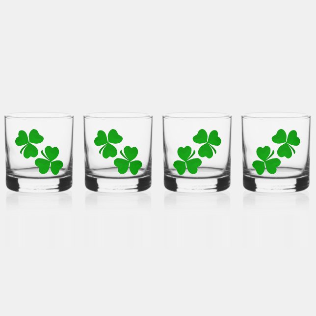shamrocks clover  whiskey glass (Front)