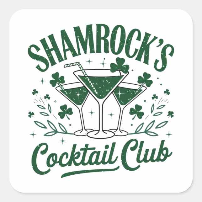 Shamrocks Cocktail Club  Square Sticker (Front)