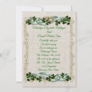 Shamrocks et rubans irlandais de faire-part de