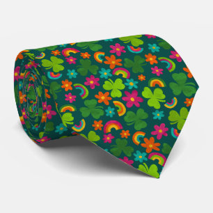 Shamrocks, Flowers and Rainbows St. Patrick's Day Tie