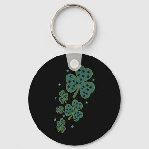 Shamrocks For St Patricks Day Retro Men Boys Keychain