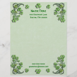 Shamrocks Green Faux Parchment Letterhead
