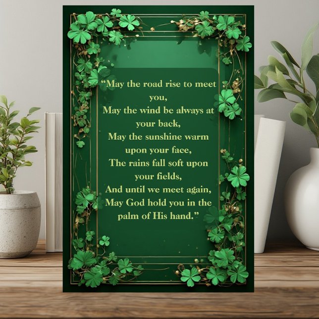 Shamrocks Green May the Road Rise Irish Blessing  Plaque (Shamrocks Green May the Road Rise Irish Blessing Plaque)