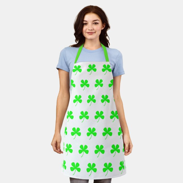 Shamrocks Green St. Patricks All-Over Print Apron (Worn)