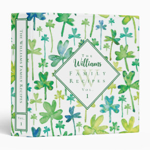Shamrocks Green White Custom Recipe Binder