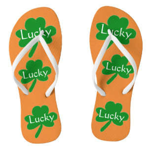 Shamrocks Green White Orange Flip Flops