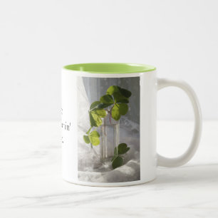 Shamrocks in a Vintage Bottle Two-Tone Coffee Mug