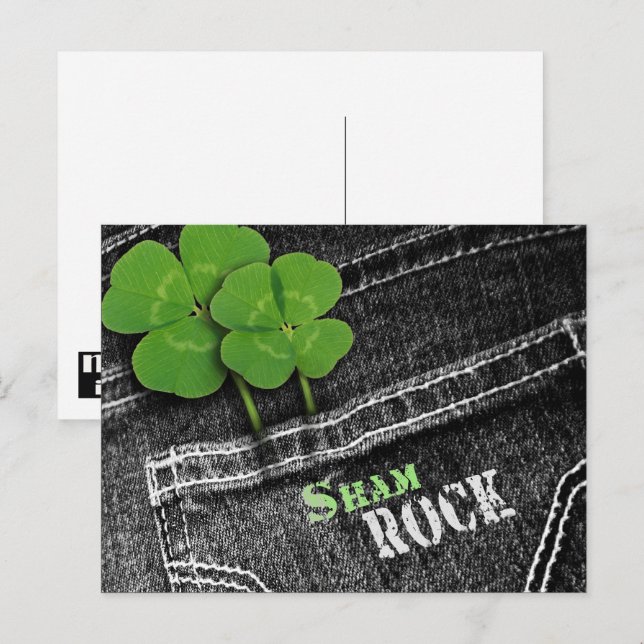 Shamrocks in Black Jeans Pocket St. Patrick's Day  Postcard (Front/Back)