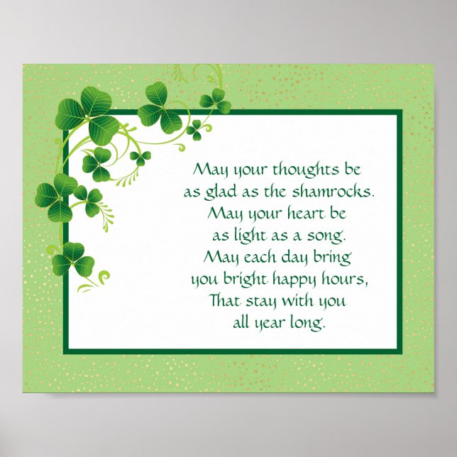 Shamrocks Irish Blessing  Poster (Front)