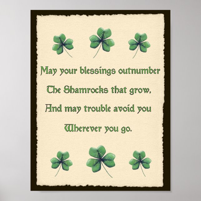 Shamrocks Irish Blessing Poster (Front)