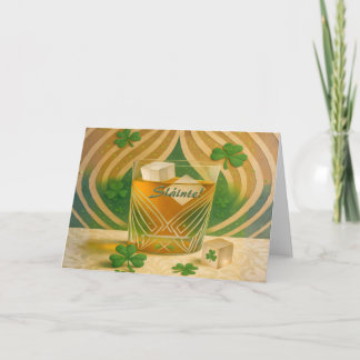 Shamrocks Irish Whiskey Tumbler "Sláinte!" Card