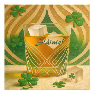 Shamrocks Irish Whiskey Tumbler "Sláinte!" Photo Print