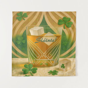 Shamrocks Irish Whiskey Tumbler "Sláinte!" Tapestry