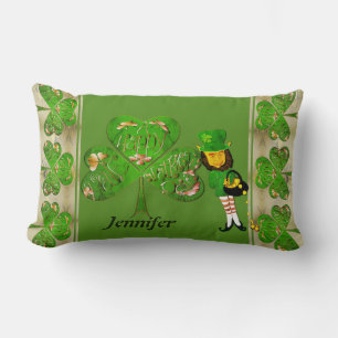 Shamrocks Leprechaun St. Patrick's Lumbar Pillow