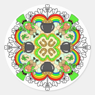 Shamrocks, Leprechauns St Patrick's Day    Classic Round Sticker