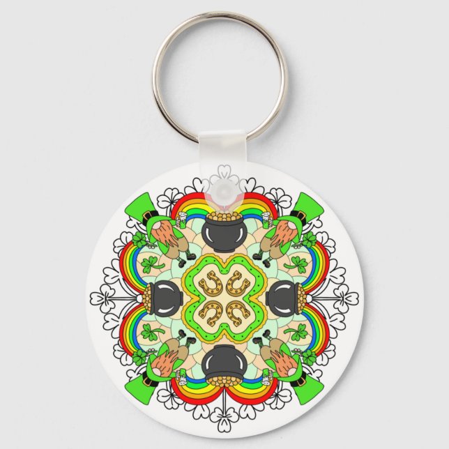 Shamrocks, Leprechauns St Patrick's Day   Keychain (Front)