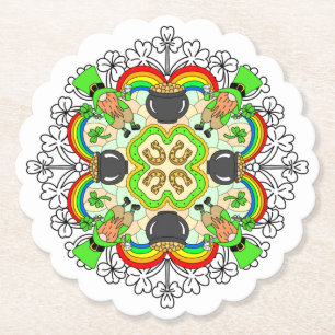 Shamrocks, Leprechauns St Patrick's Day  Paper Coaster