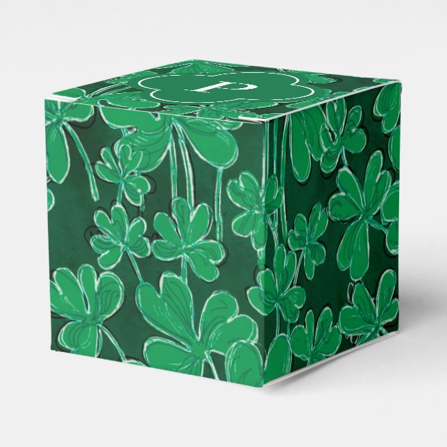 Shamrocks Monogrammed Initial Favor Box (Front Side)