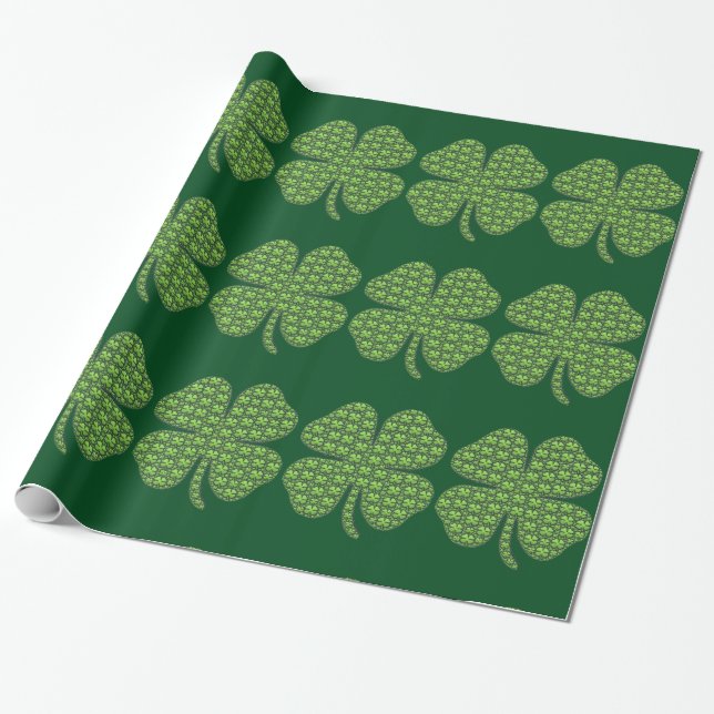 Shamrocks On A Shamrock Wrapping Paper (Unrolled)
