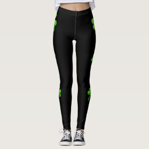 Shamrocks on black leggings
