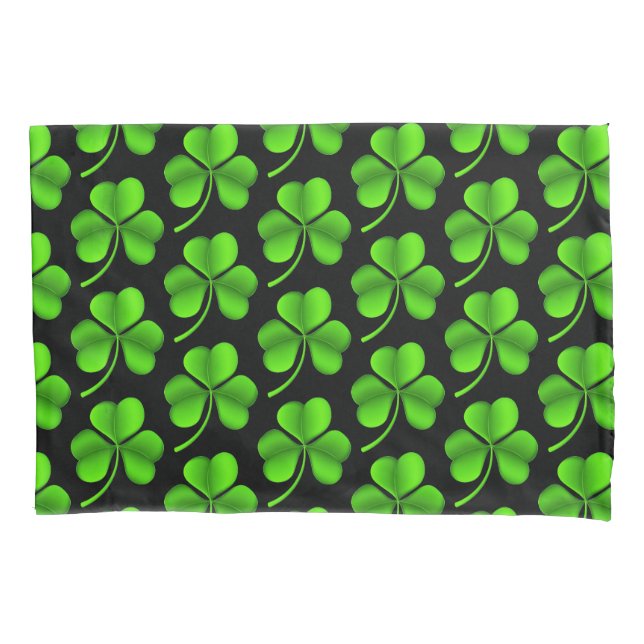 Shamrocks On Black pccnt Pillowcase (Front)