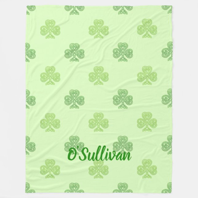 Shamrocks on Green Fleece Blanket (Front)