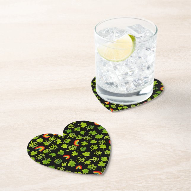 Shamrocks Rainbows Watercolor Ireland ST PATRICKS  Paper Coaster (Insitu)