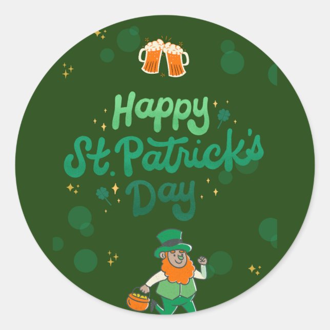 "Shamrocks & Shenanigans: A St. Patrick's Day  Classic Round Sticker (Front)