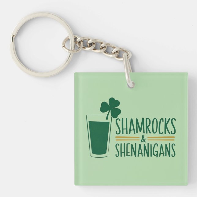Shamrocks & Shenanigans: St. Patrick's Day Design  Keychain (Front)