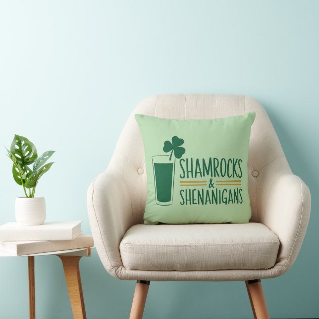 Shamrocks & Shenanigans: St. Patrick's Day Design  Throw Pillow (Chair)