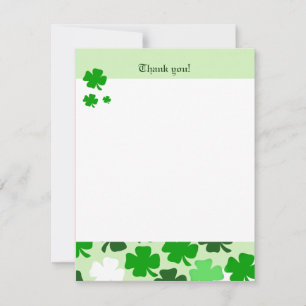 SHAMROCKS St Patricks day 4x5 Flat Thank you note Card