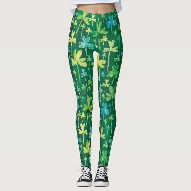 Shamrocks St. Patrick's Day Green Leggings (Devant)