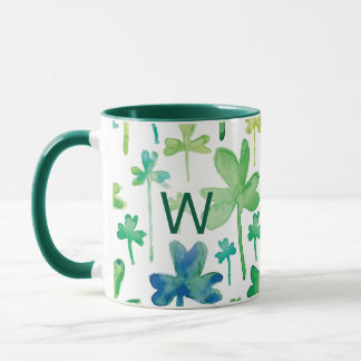 Shamrocks St. Patrick's Day Green Monogram Mug