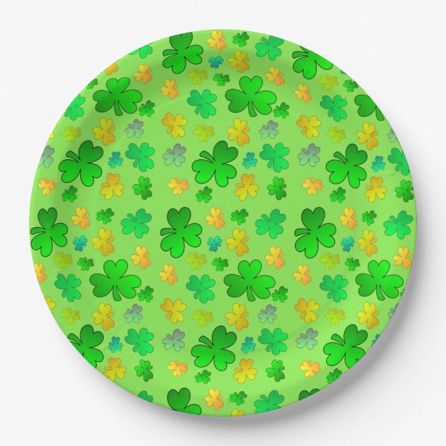 Shamrocks St. Patrick's Day Paper Plate (Front)
