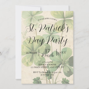 Shamrocks St Patrick's Day Party Invitation