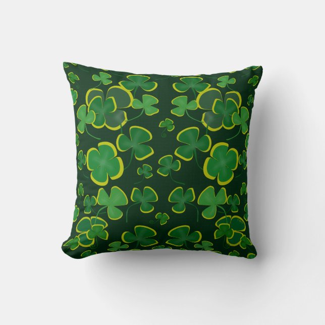 Shamrocks Throw Pillow (Front)