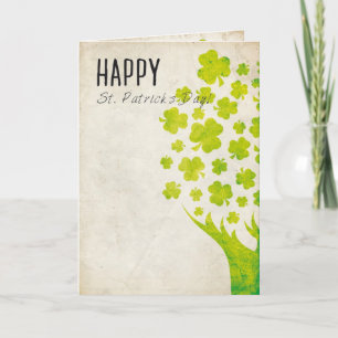 Shamrocks Tree Vintage Card
