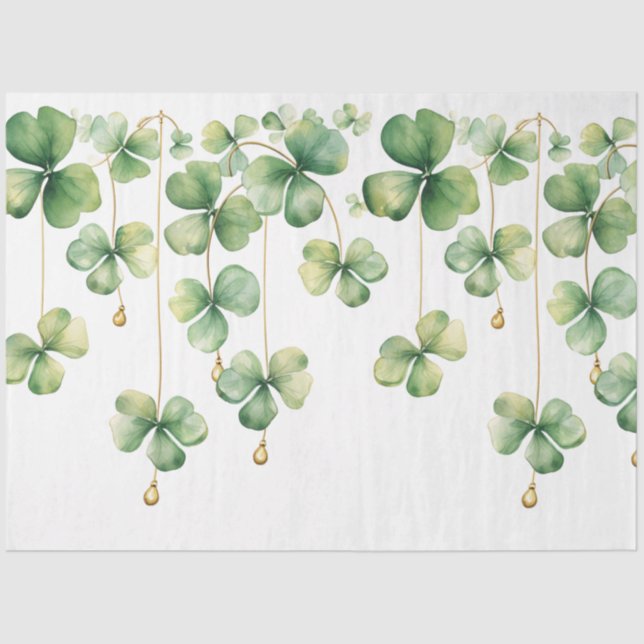 Shamrocks with Gold Beads Tissue Paper (Front)