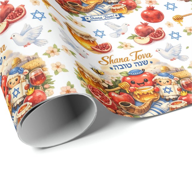 Shana Tova Celebration Wrap Wrapping Paper (Roll Corner)