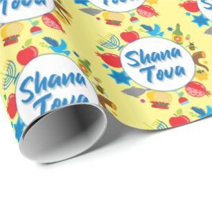 Shana Tova circles - pastel yellow Wrapping Paper
