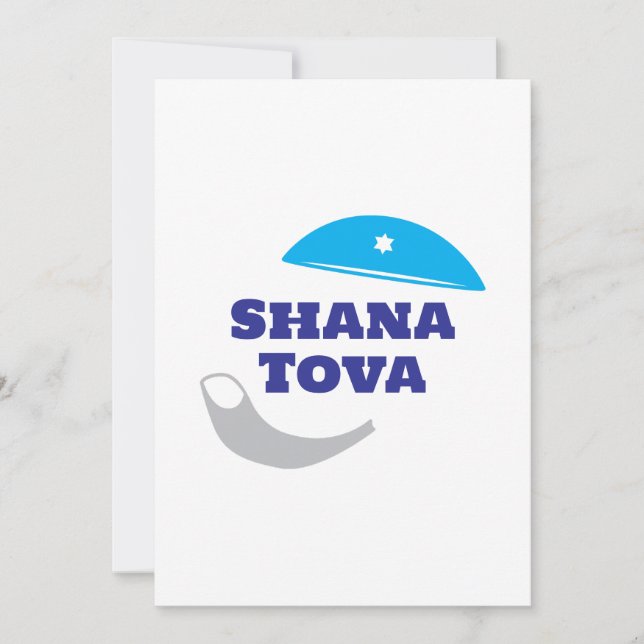 Shana Tova - kippah and Shofar Holiday Card (Front)