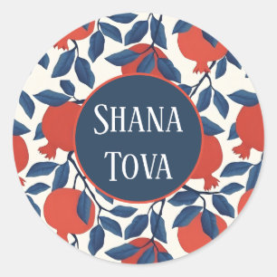 Shana Tova Pomegranate Botanical Design Elegant Classic Round Sticker