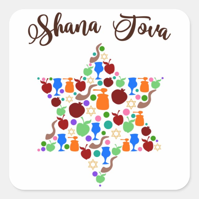 Shana Tova Rosh Hashanah Jewish New Year Holiday Square Sticker (Front)
