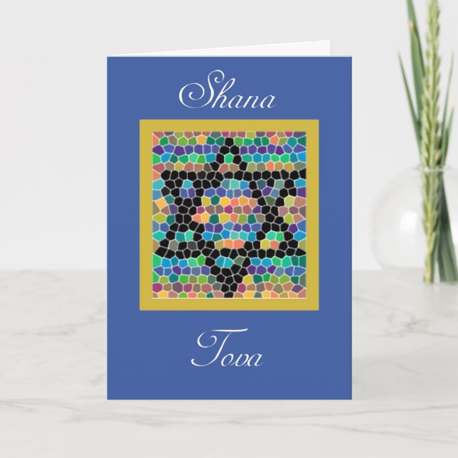 Shana Tova!Rosh Hashanah-Star of David mosaic Holiday Card (Front)