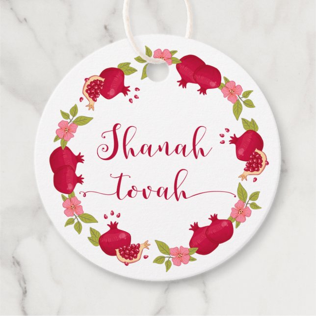 Shanah Tovah Nouvel An Étiquette de Cadeau Fleur d (Devant)
