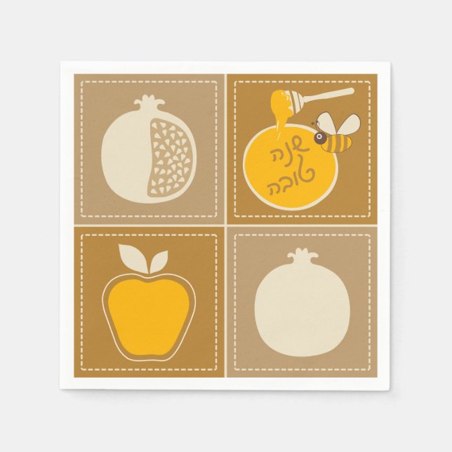 Shanah Tovah Rosh Hashanah Jewish New Year Napkin (Front)